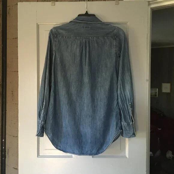 Denim Button Down Cotton Overshirt | XS - Picture 6 of 7